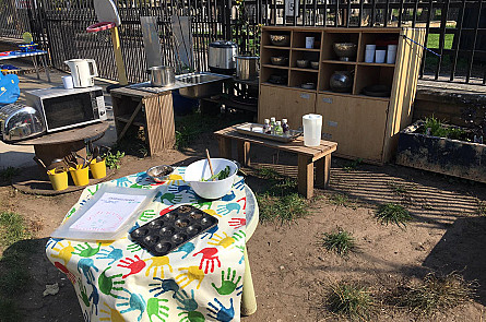 Mud kitchen - creating our own recipes